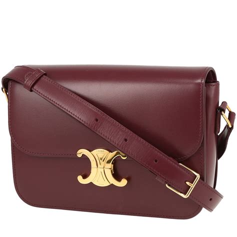 celine burgundy shoulder bag|Celine triomphe shoulder bag review.